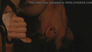 Vicky suck dick tied up and suspended by a cross