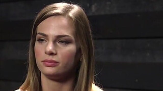 Beautiful slave deep throated in bdsm