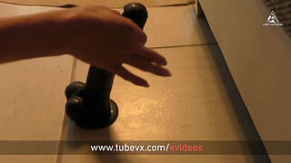 VISIT-X Horny thick dildo makes AbyAction cum