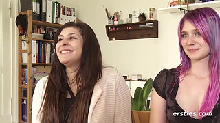 Ersties: Cute German students do it with lots of oil