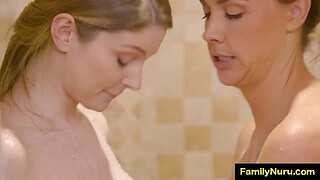 Oil massage with two sexy girls