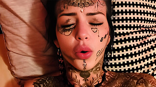 Inked up beauty Amber Luke craves a big cock
