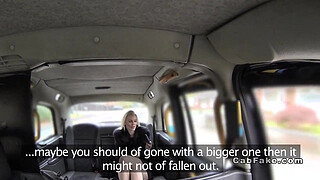 Blonde got foot in the ass in fake taxi