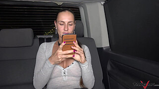 Takevan Foursome in driving car with Mea Melone Wendy Moon & big cock in night