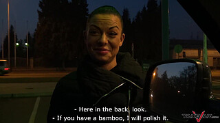 Hot russian slut ride big cock hard while drive to nowhere
