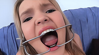 young german blonde with shaved pussy and dildo