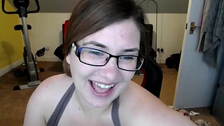my step sister with huge big tits shows her shaved cunt in front of the camera
