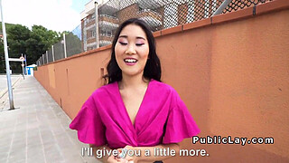 Small tits Asian bangs stranger in public