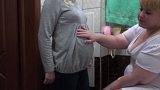 A nurse makes for a pregnant milf milky enema in hairy pussy and massages her vagina. Procedures unexpectedly end in orgasm. Fetish lesbians.