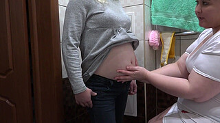 A nurse makes for a pregnant milf milky enema in hairy pussy and massages her vagina. Procedures unexpectedly end in orgasm. Fetish lesbians.