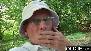 Naughty Teen Ass Spanking by Grandpa And Kiss Fucked with cumshot swallow