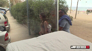 Angie White getting a taste of big cock in public