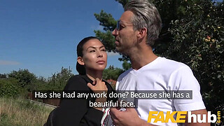 Public Agent Facial and hard public fucking for cheating American babe