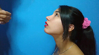 ARGENTINA AMATEUR FILLS HER MOUTH WITH MILK WITH A BIG COCK
