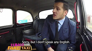 Female Fake Taxi Pilot delivers facial after landing his cock in Euro pussy