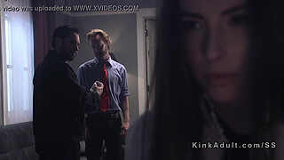 Tied up brunette slave anal banged