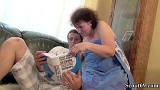 GERMAN BBW GRANNY SEDUCE YOUNG BOY TO FUCK HER HAIRY PUSSY