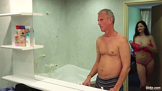 My step sister with big tits fucks grand gives him titjob and handjob