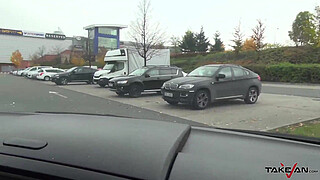 Stupid blonde easy convinced to come in van and spread legs for big cock