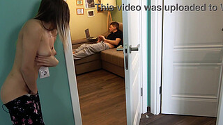 Spy my BF Handjob and help him Blowjob Facial