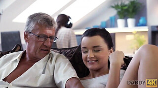 DADDY4K. Horny brunette unleashes all lust on boyfriend's old daddy