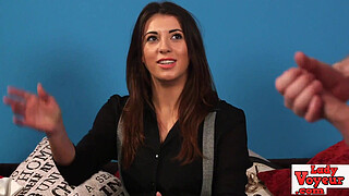 Elegant english voyeur talks to wanking loser