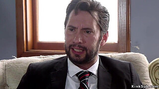 Brunette slut made watching bdsm anal sex