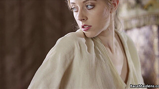 Maid plays with her pussy in her Lady's room