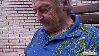 Grandpa fucks teen fingers her tight pussy fucks her mouth with cum swallow