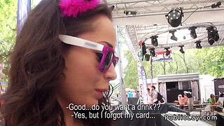 Dude fucks hot amateur outdoor POV at music festival