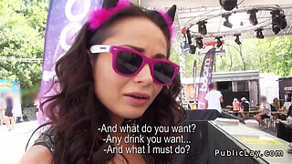 Dude fucks hot amateur outdoor POV at music festival