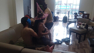 POV: THE ORGY IS SET UP AT HOME, OLD PERVERTS CALL THE HORNY STEPMOM AND THE BUSTY STEPDAUGHTER TO FUCK AND HAVE A GREAT TIME, REAL HOMEMADE AMATEUR SEX.