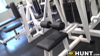 Ginger teen beauty plowed in gym while cuckold jock watches