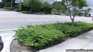 POVLife Skinny blonde babe sucks cock in the car