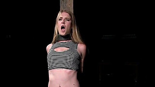 Blonde in bondage ass whipped