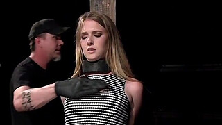 Blonde in bondage ass whipped