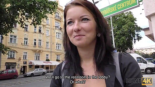 HUNT4K. Slutty girl rides stranger's rod in front of crushed cuckold
