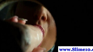 Solo bukkake blond at gloryhole getting drenched