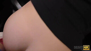 HUNT4K. Cuckold allows blonde girl touch stranger’s dick for cash