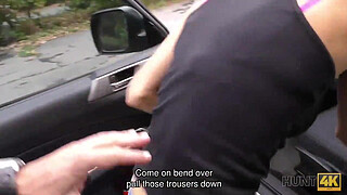 HUNT4K. Cuckold allows blonde girl touch stranger’s dick for cash