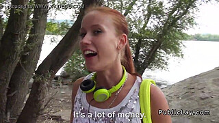 Amateur teen threesome fucking by the river
