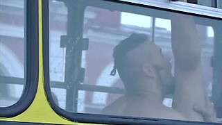 Risky public bus couple sex in front of the passengers in the middle of a day