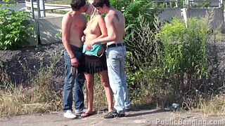 Awesome PUBLIC street teen sex gangbang