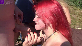 Together with stepdaughter, dirty used by countless men at a bathing lake! Part 3
