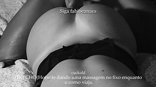 TEASER Dirty hotwife massaging the big dick while the cuckold had to take a trip. She filmed everything for him.