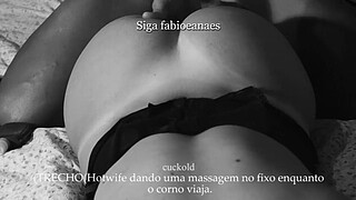 TEASER Dirty hotwife massaging the big dick while the cuckold had to take a trip. She filmed everything for him.