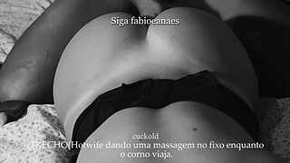 TEASER Dirty hotwife massaging the big dick while the cuckold had to take a trip. She filmed everything for him.