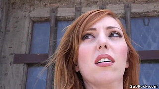 All natural huge tits redhead has orgy fuck