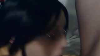 Brunette girlfriend sucks cock and gets defaced
