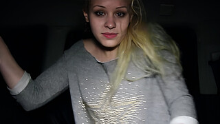 Hitchhiking brunette gets facial cumshot